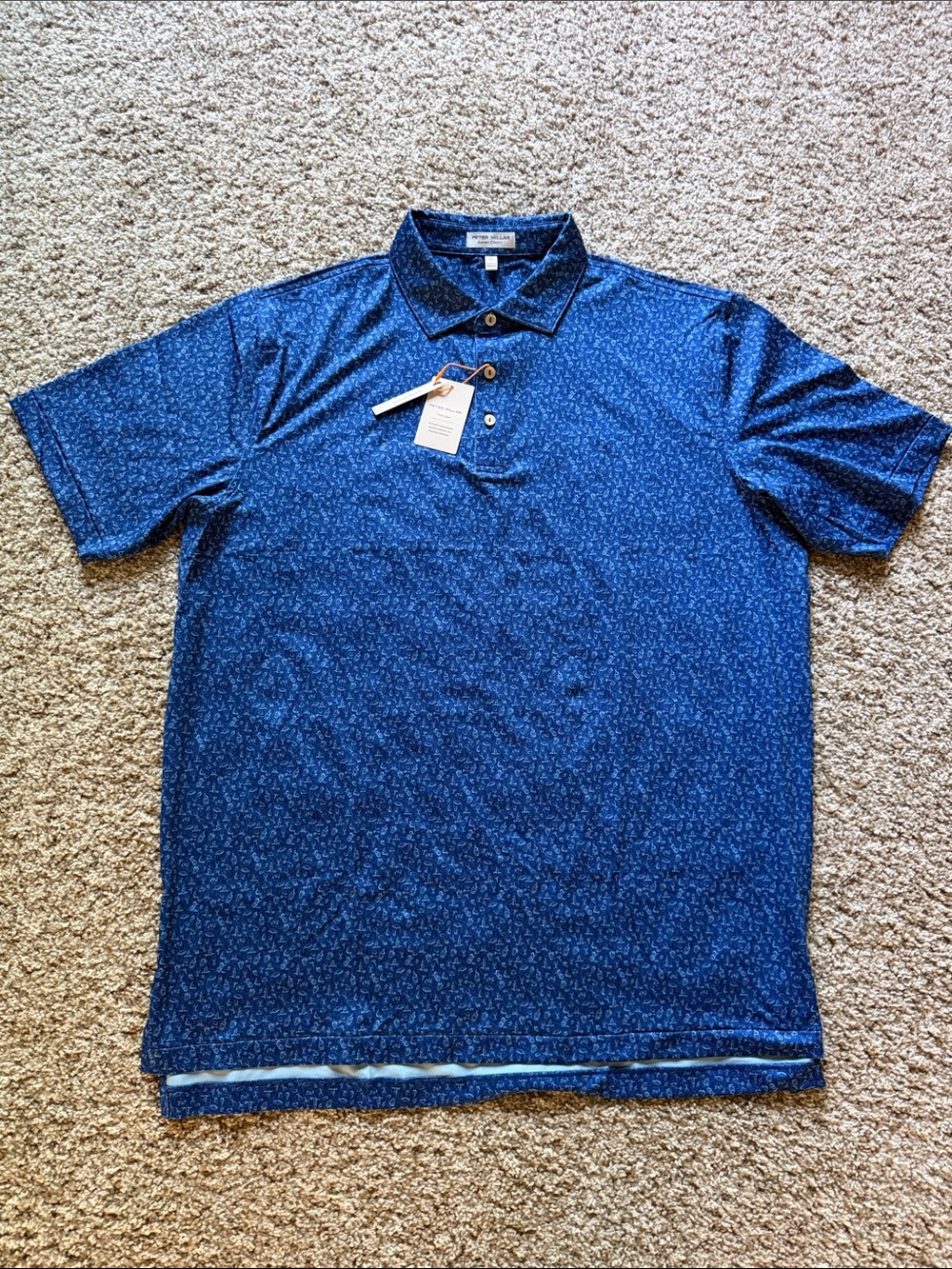 Peter Millar Navy Blue Micro-Print Polo Shirt